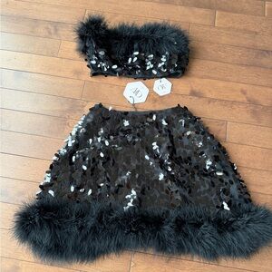 Elegant Black Sequin Skirt Set